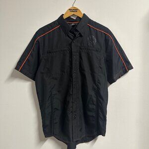 Harley Davidson Lightweight Breathable Button-Up Shirt Black Men's Medium